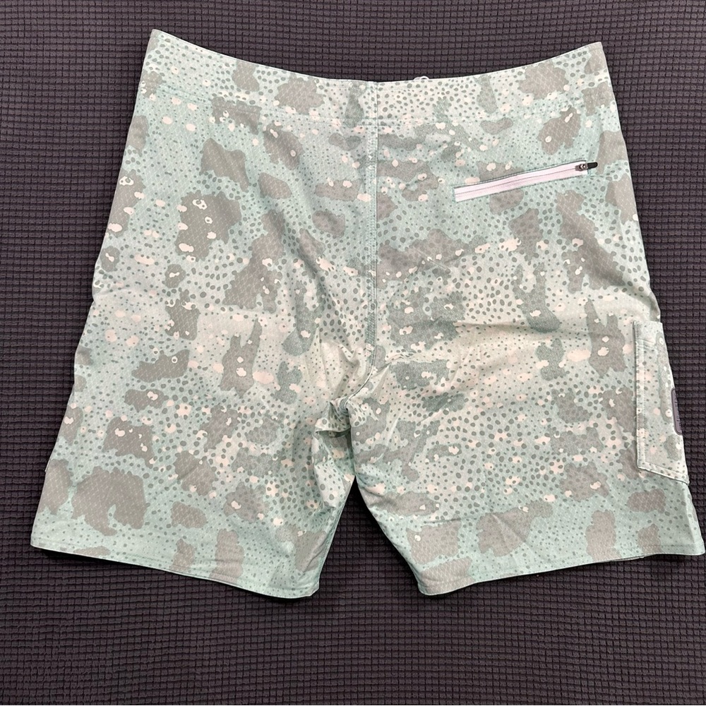 AFTCO Fishing Board Shorts Men's 38 Seafoam Camo Stretch Performance Swim Trunks - Picture 6 of 6